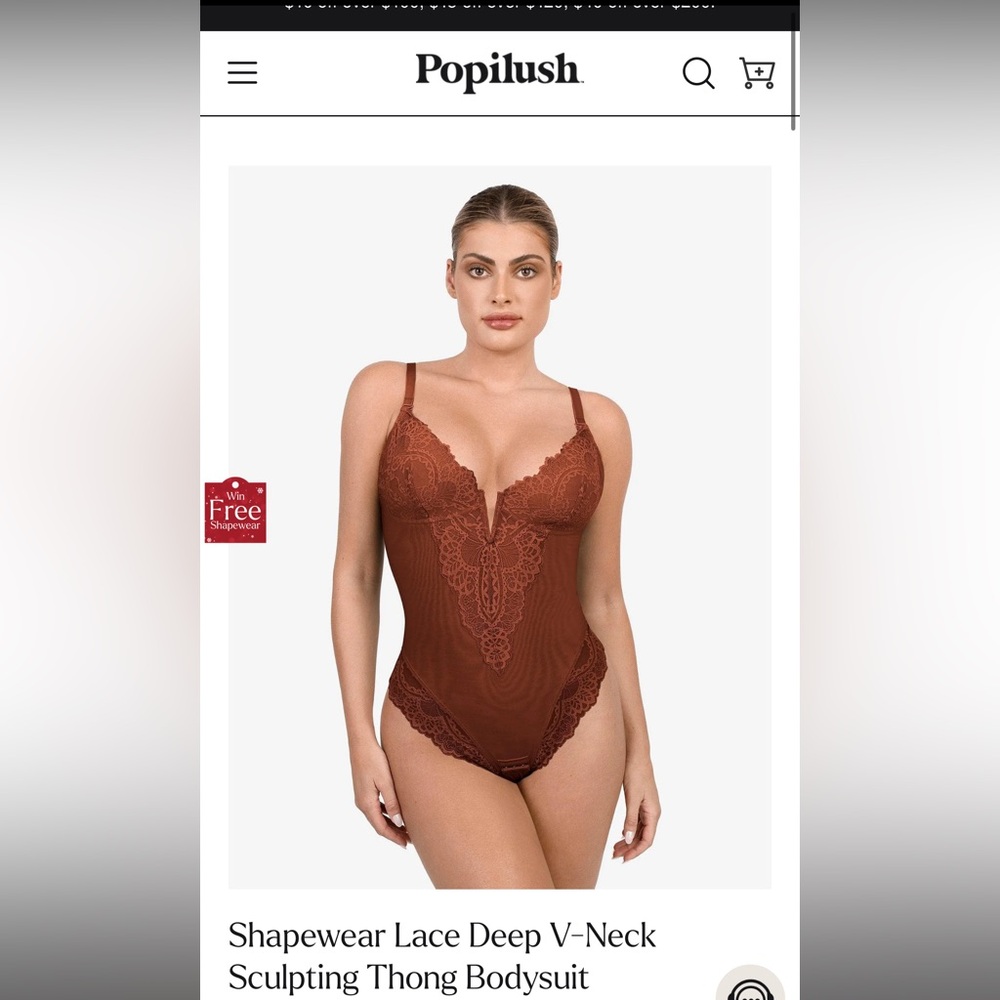 Popilush lace bodysuit dark brown size large NWT